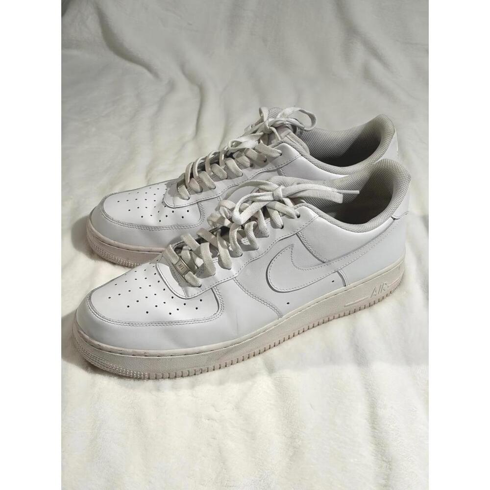 Nike Air Force 1 Low ’07 Triple White Leather Sneakers Size 16 Men CW-2288-111 - Picture 11 of 16